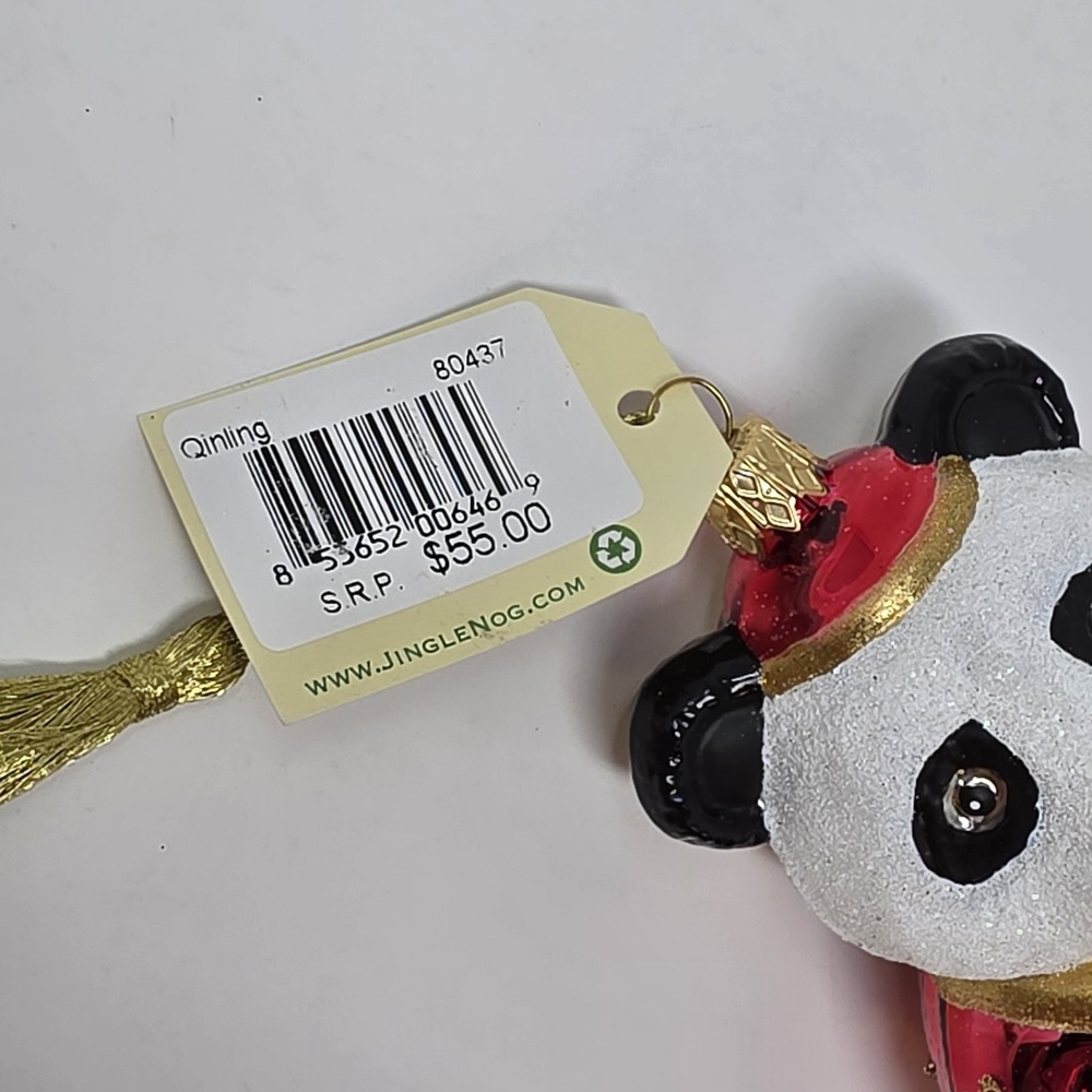NIB JingleNog Qinling Panda Ornament #80437 Hand Blown & Painted in Poland - Picture 15 of 16